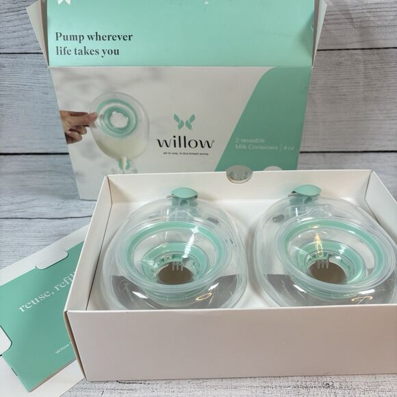 Willow 2 Reusable Milk Containers 4oz Insert Size 24mm Brand New Open Box - Picture 1 of 5